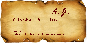 Albecker Jusztina névjegykártya